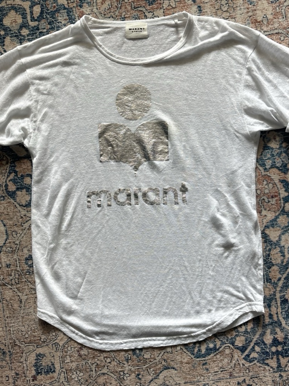 Isabel Marant White Tee with Metallic Logo